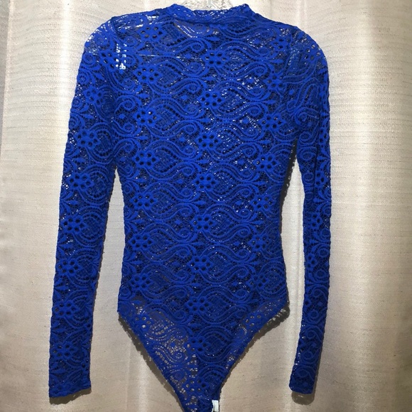 Electric Blue Lace Bodysuit - Picture 4 of 4